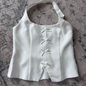 Le Chateau White Blouse with Bow Accents